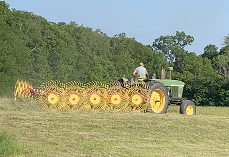 A farmer on a tractor